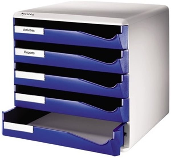 Bürobox mit 5 Schüben Leitz lichtgrau/blau 290x285x355 mm (HxBxT) (5280-10-35)
