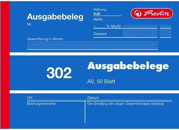 Formularblock Ausgabebeleg A6 50 Blatt Herlitz (Nr. 302)  