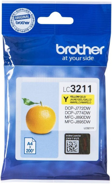 Original Tinte Brother LC-3211Y, ca. 200 S., gelb