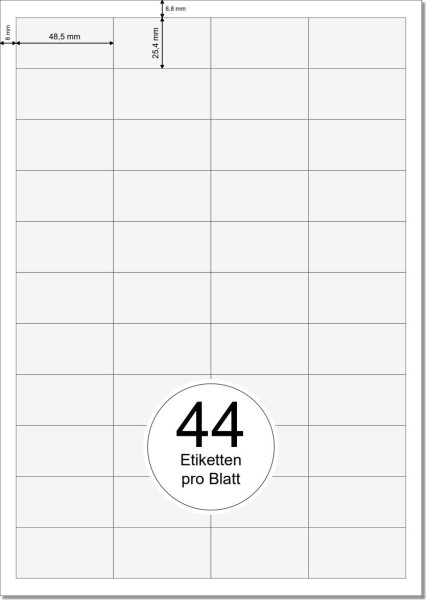 PRINTATION Papier-Etiketten (B48,5xH25,4mm) 100xA4 à 44 Eti. 