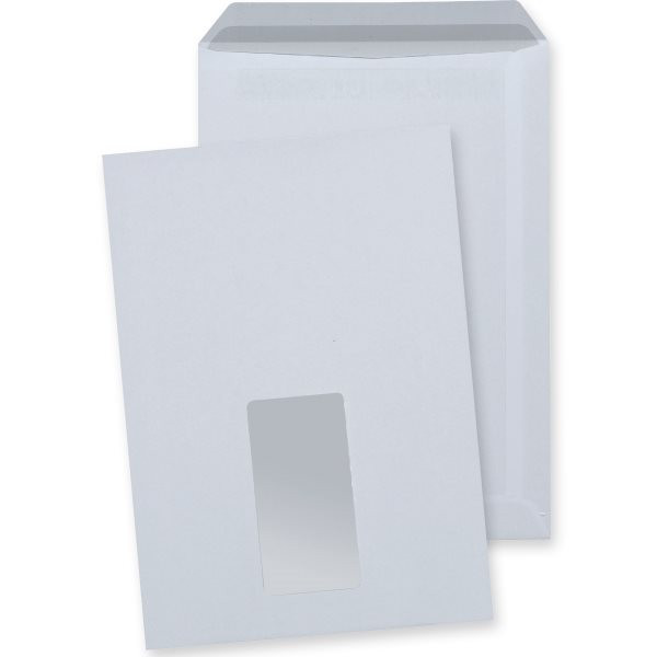 Kuvert 500x C5=162x229mm, mit Fenster, weiß, Nassklebung 