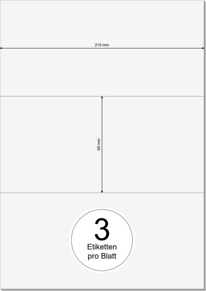 PRINTATION Papier-Etiketten (B210xH99mm) 100xA4 à 3 Eti. 