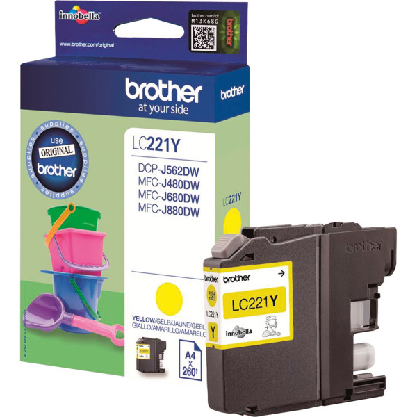 Original Tinte Brother LC-221Y, ca. 260 S., gelb  