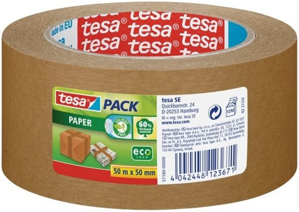 Paketklebeband 50mm x 50m braun Papier tesa ecoLogo, 50my
