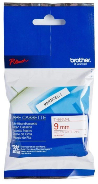 Original Beschriftungsband Brother MK222, rot auf weiss, 9mm x 8m 