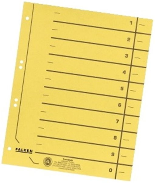 Trennblatt A4 gelb 250g Falken 240 x 300mm schwarzer Organisationsdruck