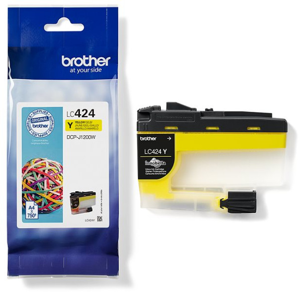Original Tinte Brother LC-424Y, ca. 750 S., gelb 