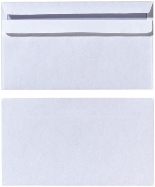 Kuvert 25x DIN lang=110x220mm, ohne Fenster, weiß, Selbstklebung