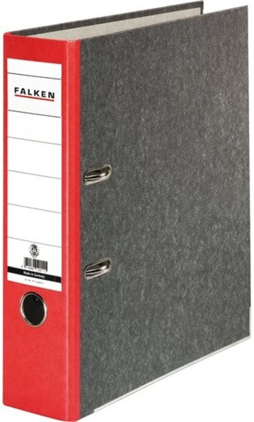 Ordner A4/8cm Pappe roter Rücken Falken Recycling mit Kantenschutz  