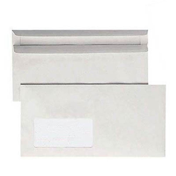 Kuvert 1000x DIN lang=110x220mm, mit Fenster, Recycling, Selbstklebung