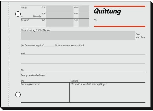 Formularblock Quittung A6 quer 100 Bl. sigel Recyc. Sicherheitsdruck Blaupapier 