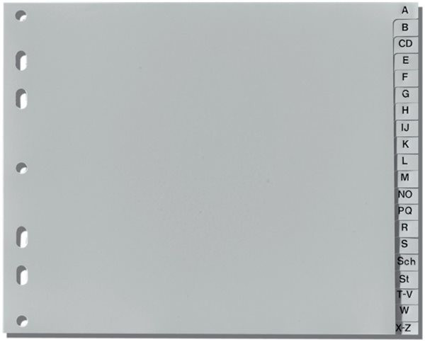 Register A-Z A4 1/2 Höhe Plastik PP-Folie Herlitz, 225x180mm, Eurolochung