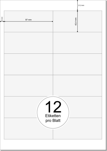 PRINTATION Folien-Etiketten matt transparent (B97xH42,4mm) 10xA4 à 12 Eti.  