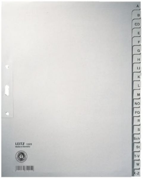 Register A-Z A4 volle Höhe Tauenpapier Leitz 100g grau 240x300mm (1201-00-85) 