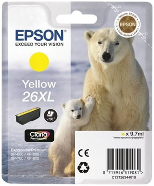 Original Tinte Epson T2634 / 26XL, ca. 700S., gelb