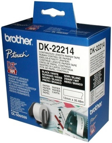 Original Endlos-Etiketten Brother DK22214, 12mm x 30,48m, weiß