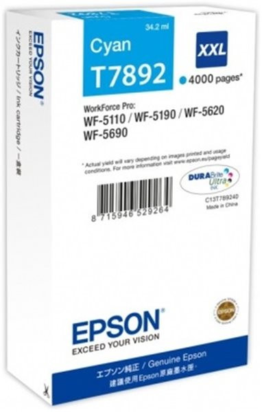 Original Tinte Epson T7892, ca. 4.000 S., cyan