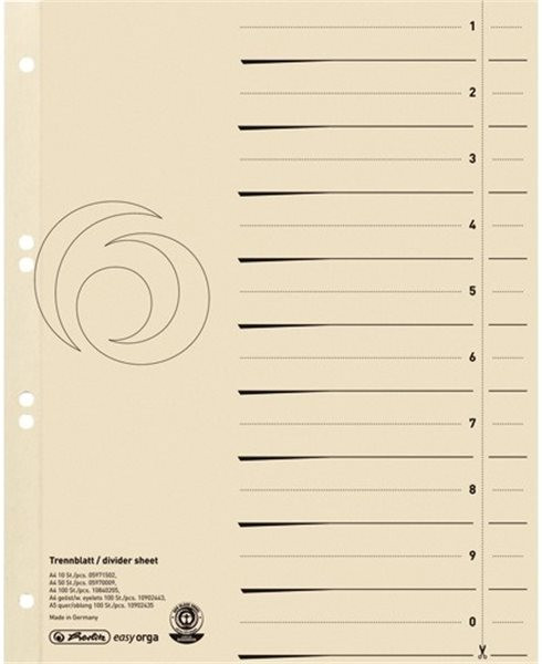 Trennblatt A4 chamois Kleinpack 180g 240 x 300mm Karton Organisationsdruck 