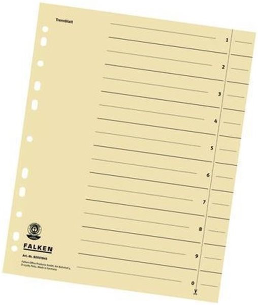 Trennblatt A4 chamois 180g Falken 240 x 300mm Karton schw. Organisationsdruck