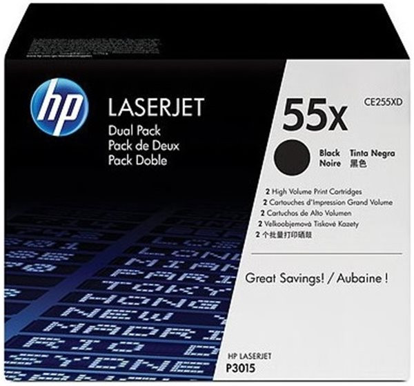 Original Toner HP 55X / CE255XD, schwarz, 2er-Pack