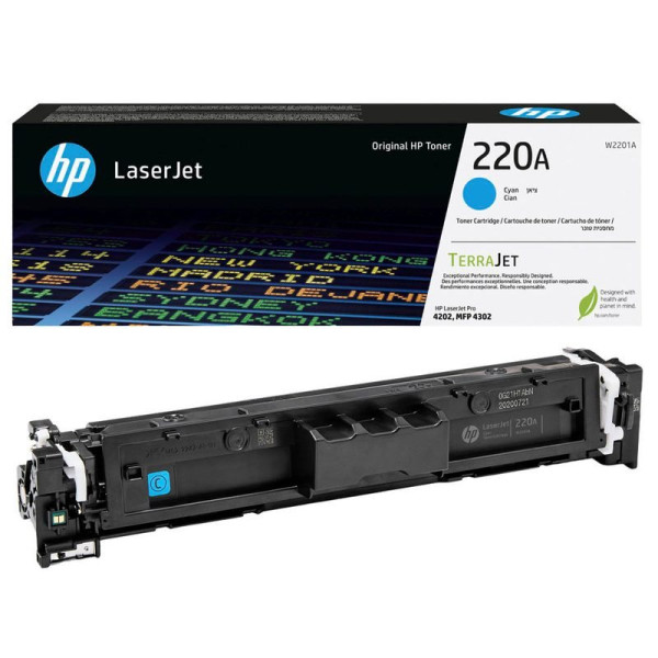 Original Toner HP 220A / W2201A, ca. 1.800 S., cyan 