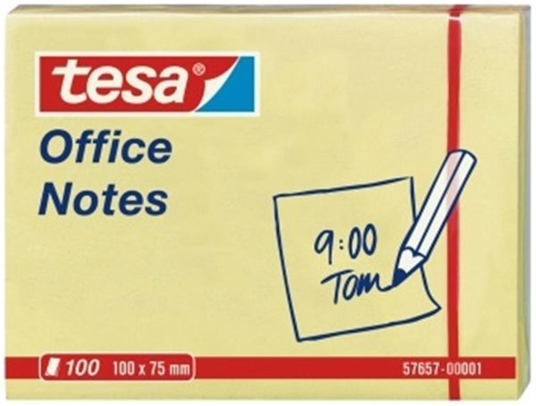 Haftnotizen 75 x 100mm tesa Office Notes gelb, 1 x 100 Blatt (57657-00001) 