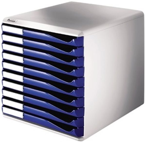 Bürobox mit 10 Schüben Leitz lichtgrau/blau 290x285x355 mm (HxBxT) (5281-00-35)