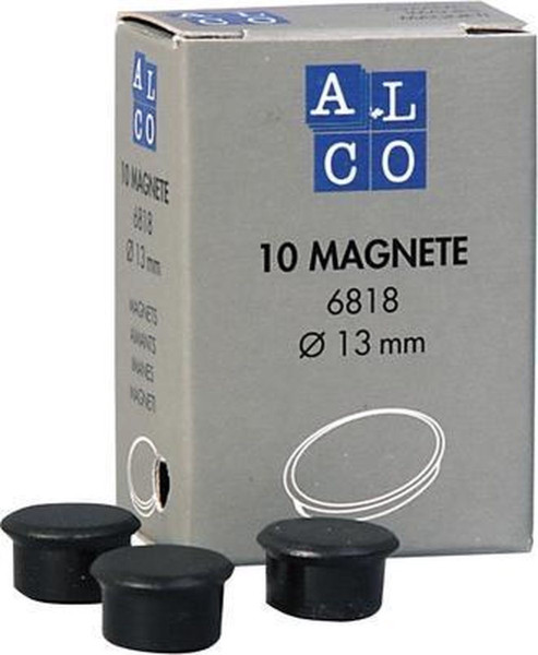 Magnete 10x, rund, kleiner 13mm Durchmesser, von Alco schwarz  