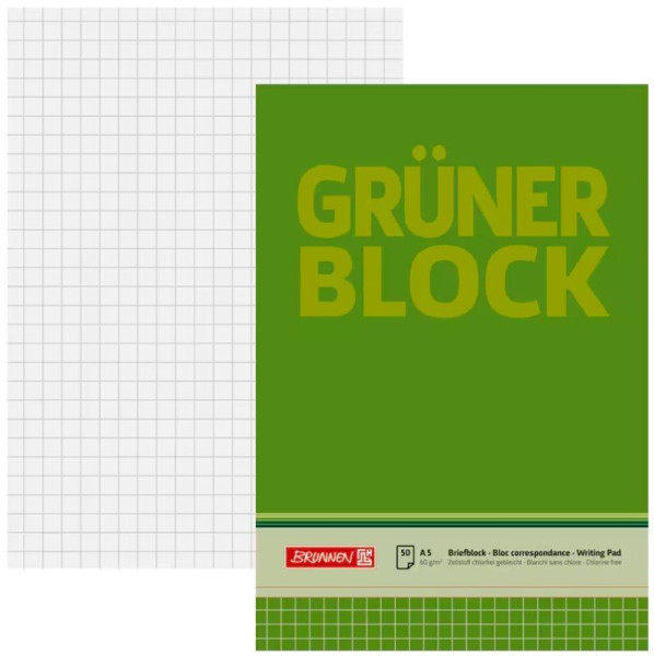 Briefblock A5 weiss kariert 50 Blatt 60g Brunnen 