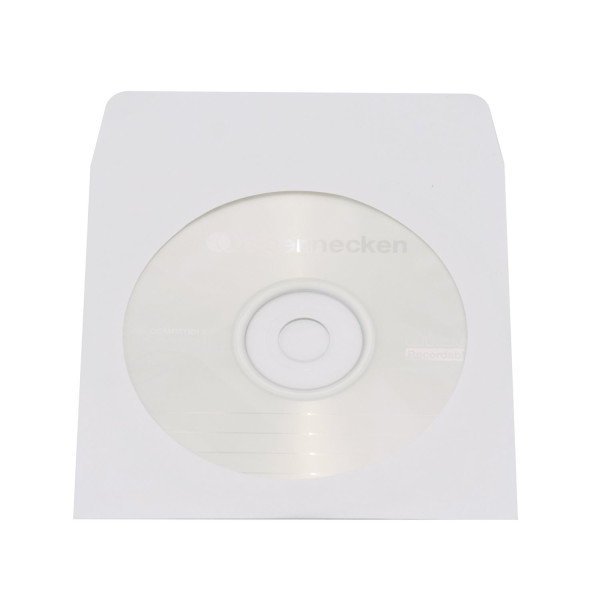 CD-Hüllen aus Papier, Einstecklasche, mit Fenster, weiß, 124x124mm 