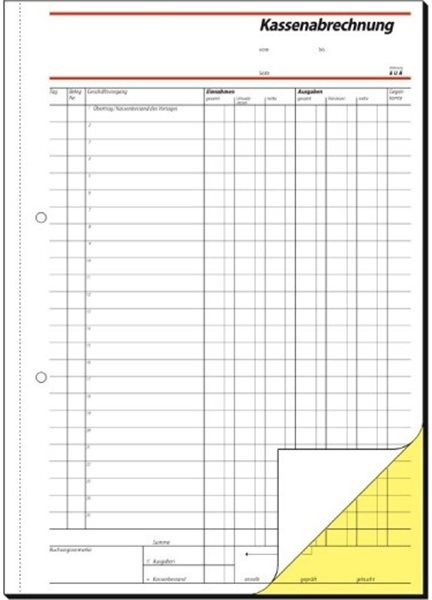 Formularblock Kassenabrechnung A4 2x 40 Blatt sigel selbstdurchschreibend 