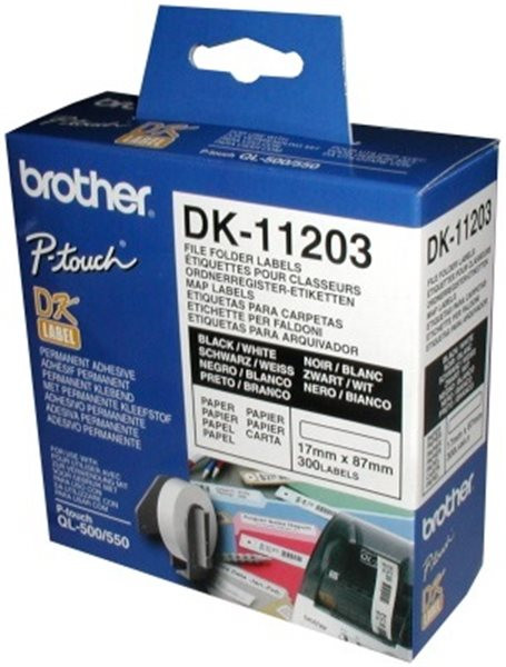 Original Einzel-Etiketten Brother DK11203, 17mm x 87mm, 300 Stück, weiß,  