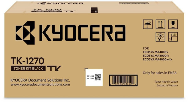 Original Toner Kyocera TK-1270, ca. 10.000 S., schwarz 
