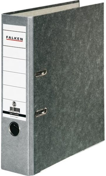 Ordner A4/8cm Pappe grauer Rücken Falken Recycling mit Kantenschutz  