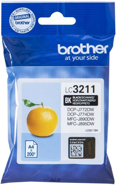 Original Tinte Brother LC-3211BK, ca. 200 S., schwarz