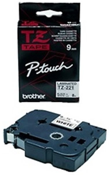 Original Beschriftungsband Brother TZe-N221, 9mm x 8m, schwarz auf weiß 
