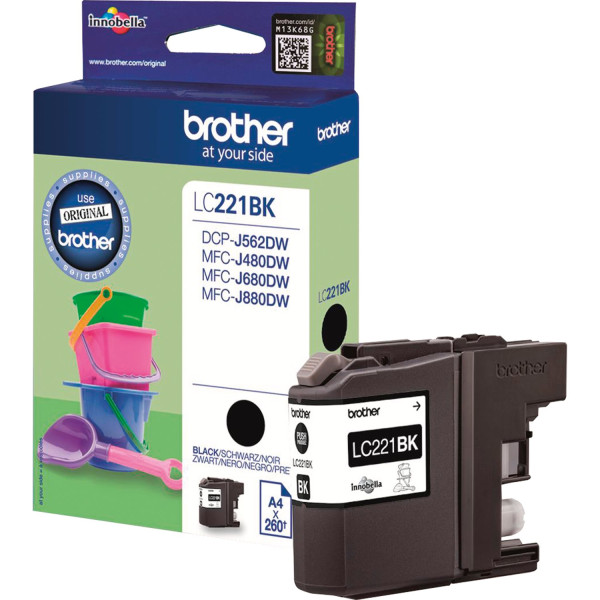 Original Tinte Brother LC-221BK, ca. 260 S., schwarz  