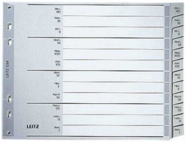 Register Jan-Dez A4 Plastik PP-Folie Leitz 238x180mm (1288-00-85)