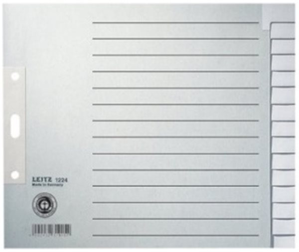 Register blanko A4 15-teilig Tauenpapier Leitz 100g grau 240x200mm, halbe Höhe 