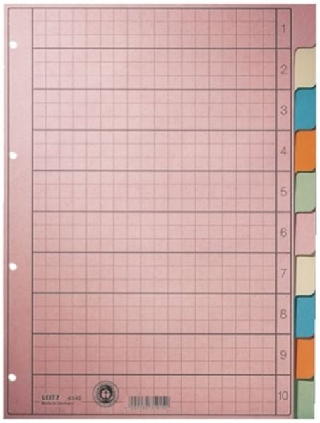 Register blanko A4 10-teilig Tauenpapier Leitz 130g 225x297mm 5-farbig