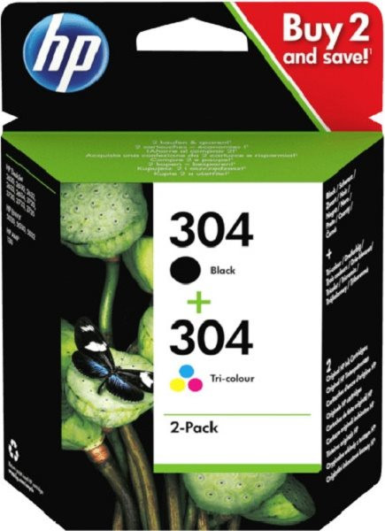 Original Tinte HP 304MULTI / 3JB05AE, Multipack, schwarz / farbig 