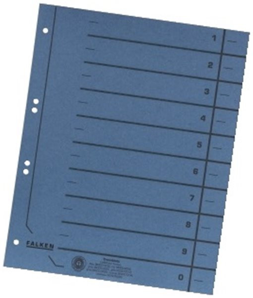 Trennblatt A4 blau 250g Falken 240 x 300mm schwarzer Organisationsdruck  
