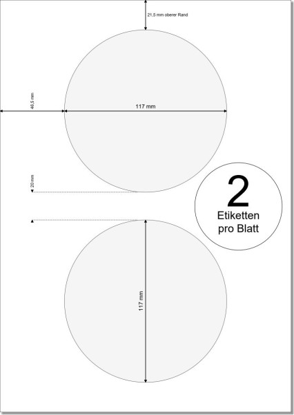 PRINTATION Papier-Etiketten Durchmesser 117mm 500xA4 à 2 Eti. für CDs 