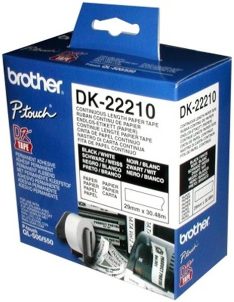Original Endlos-Etiketten Brother DK22210, 29mm x 30,48m, weiß 