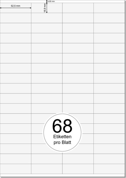 PRINTATION Papier-Etiketten (B52,5xH16,9mm) 500xA4 à 68 Eti. 