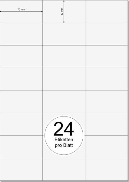 PRINTATION Papier-Etiketten (B70xH37mm) 500xA4 à 24 Eti. 