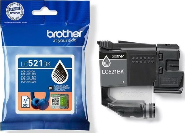 Original Tinte Brother LC-521BK, ca. 500 S., schwarz 