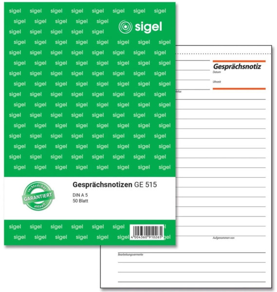 Formularblock Gesprächsnotiz A5 50 Blatt sigel 