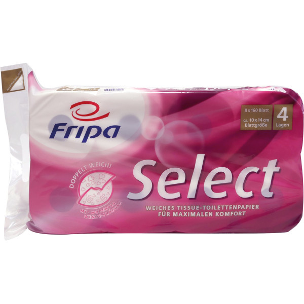 Toilettenpapier Fripa Select ,4-lagig, besonders soft, besonders reißfest 