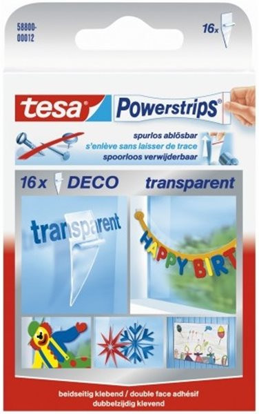 tesa Powerstrips Deco transparent, 16 Stück